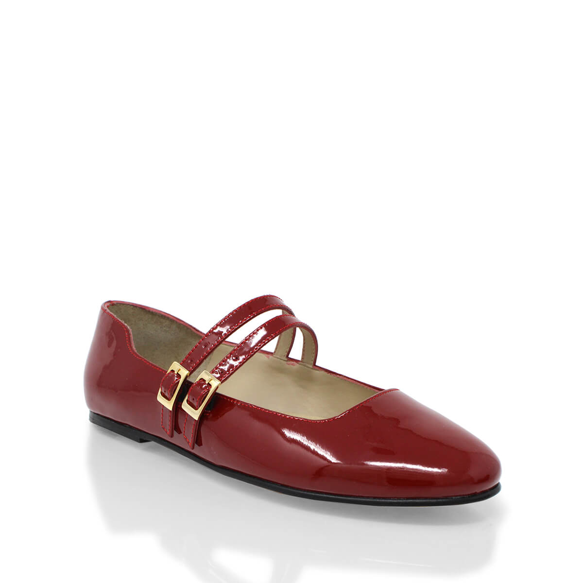 VIOLET - Patent Cherry Regina Romero Flat Ballerina Shoe for Women in Leather