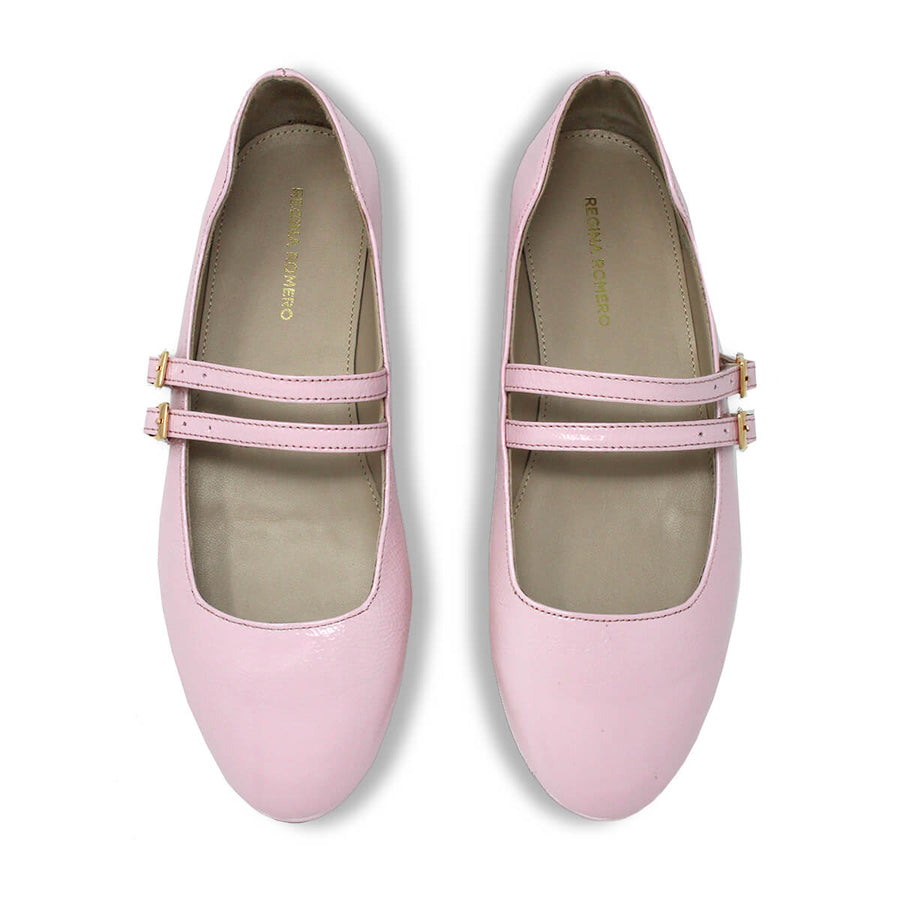 VIOLET - Charol Rosa Regina Romero Zapato Flat Balerina de Piso Para Dama en Piel