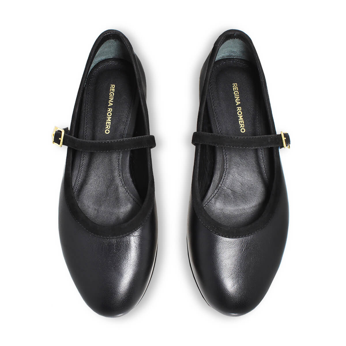 CLAIRE - Negro Regina Romero Zapato Flat Balerina de Piso Para Dama en Piel