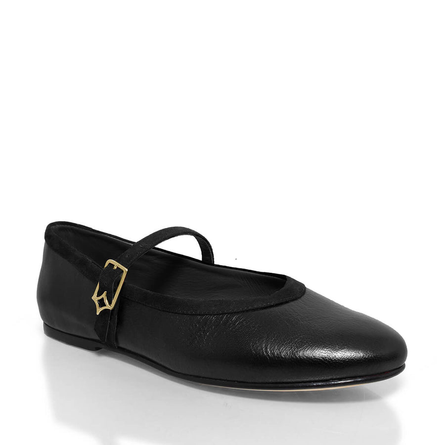 CLAIRE - Negro Regina Romero Zapato Flat Balerina de Piso Para Dama en Piel