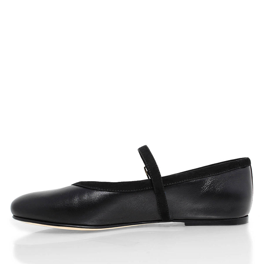 CLAIRE - Negro Regina Romero Zapato Flat Balerina de Piso Para Dama en Piel