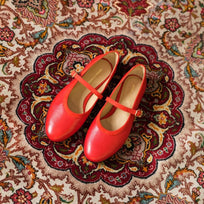 CLAIRE - Rojo Regina Romero Zapato Flat Balerina de Piso Para Dama en Piel