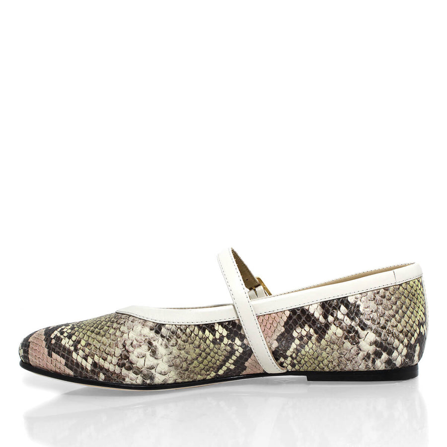 CLAIRE - Beige Regina Romero Zapato Flat Balerina de Piso Para Dama en Piel