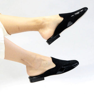 GISELLE - Black Regina Romero Flat Mule Shoe for Lady in Leather