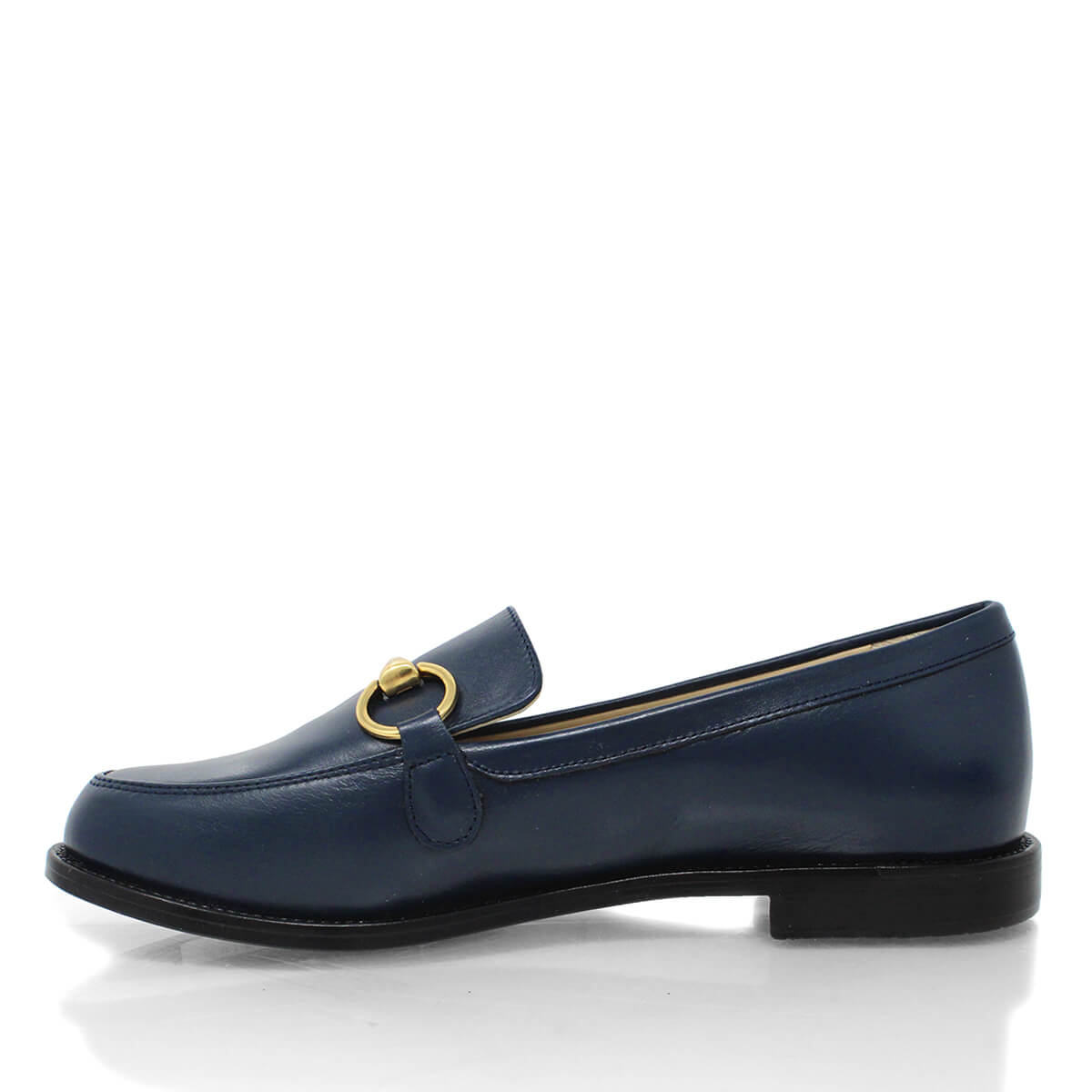 JUDY - Navy Regina Romero Women's Flat Moccasin Shoe in Leather