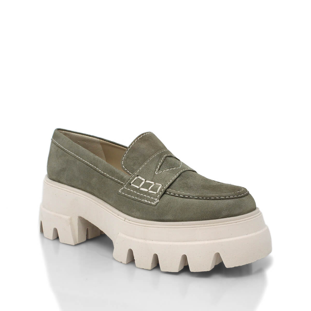 LOVE 65 - Green Suede Regina Romero Urban Sport Tennis Shoe for Women in Leather