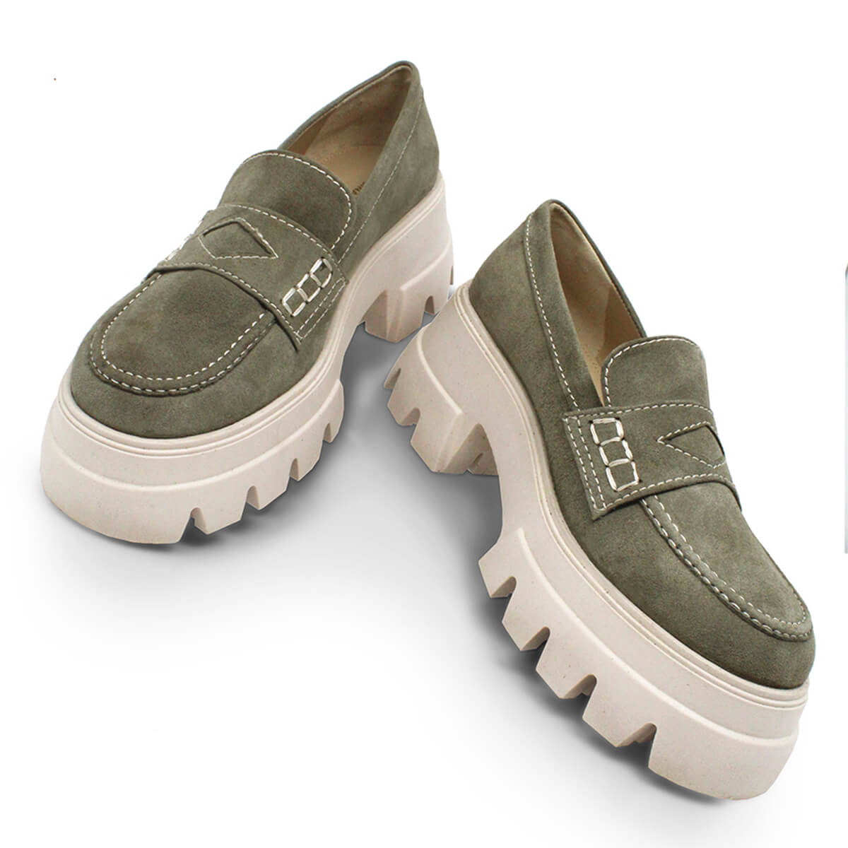 LOVE 65 - Green Suede Regina Romero Urban Sport Tennis Shoe for Women in Leather