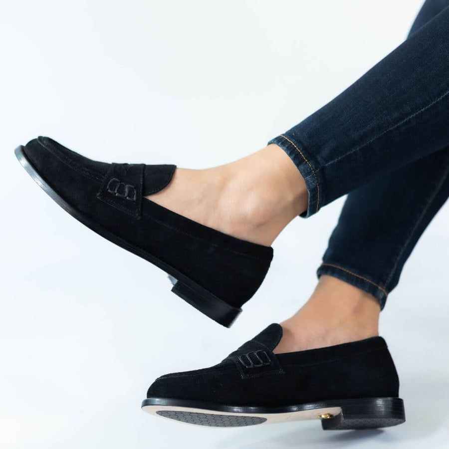 ALBERTA - Black Regina Romero Leather Flat Moccasin for Lady