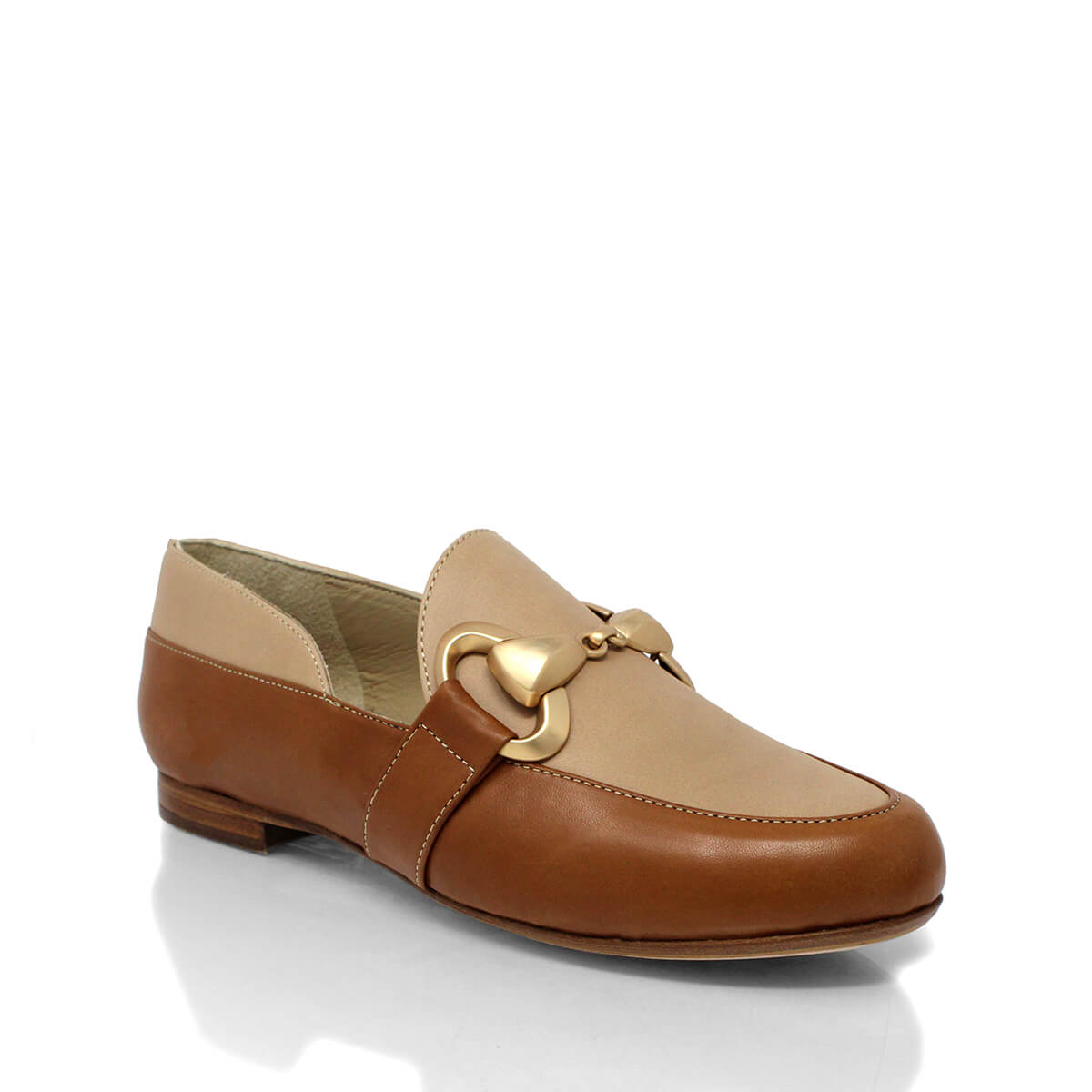 RANDY - Miel Regina Romero Women's Flat Moccasin Shoe in Leather