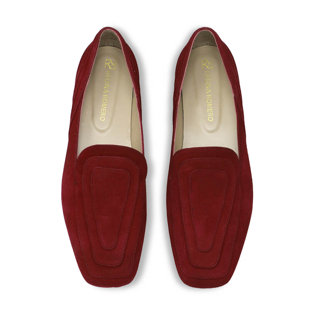 RINGS - Suede Wine Regina Romero Women's Flat Moccasin Shoe in Leather