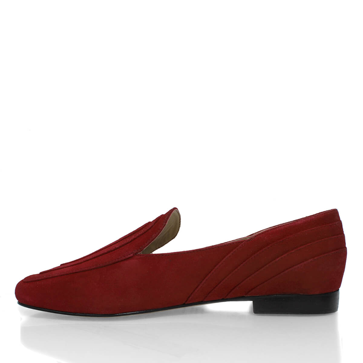 RINGS - Suede Wine Regina Romero Women's Flat Moccasin Shoe in Leather