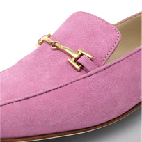 LUA - Fuchsia Patent Leather Regina Romero Flat Moccasin Shoe for Lady in Leather