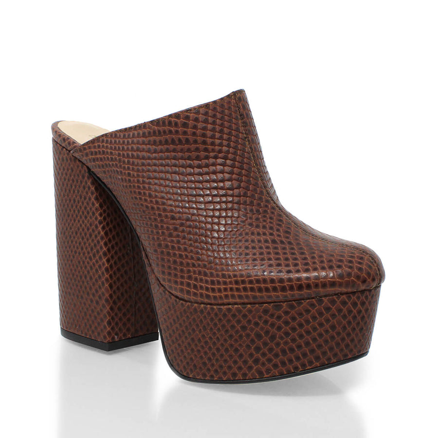 1990 - Black Regina Romero High Heel Platform Shoe for Lady in Leather