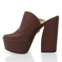 1990 - Black Regina Romero High Heel Platform Shoe for Lady in Leather