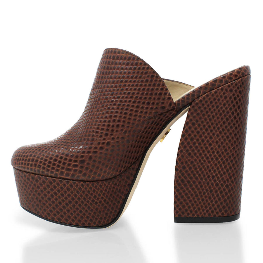 1990 - Black Regina Romero High Heel Platform Shoe for Lady in Leather