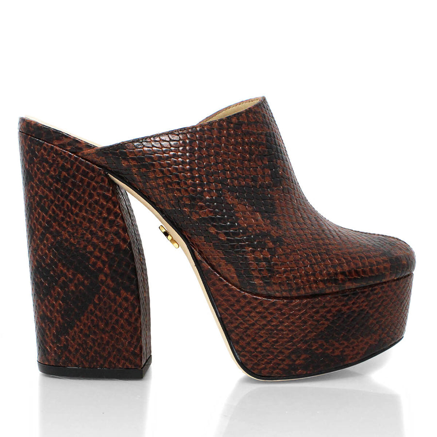 SUZETTE 135 - Cafe Oscuro Regina Romero Zapato Plataforma Tacon Alto Para Dama en Piel