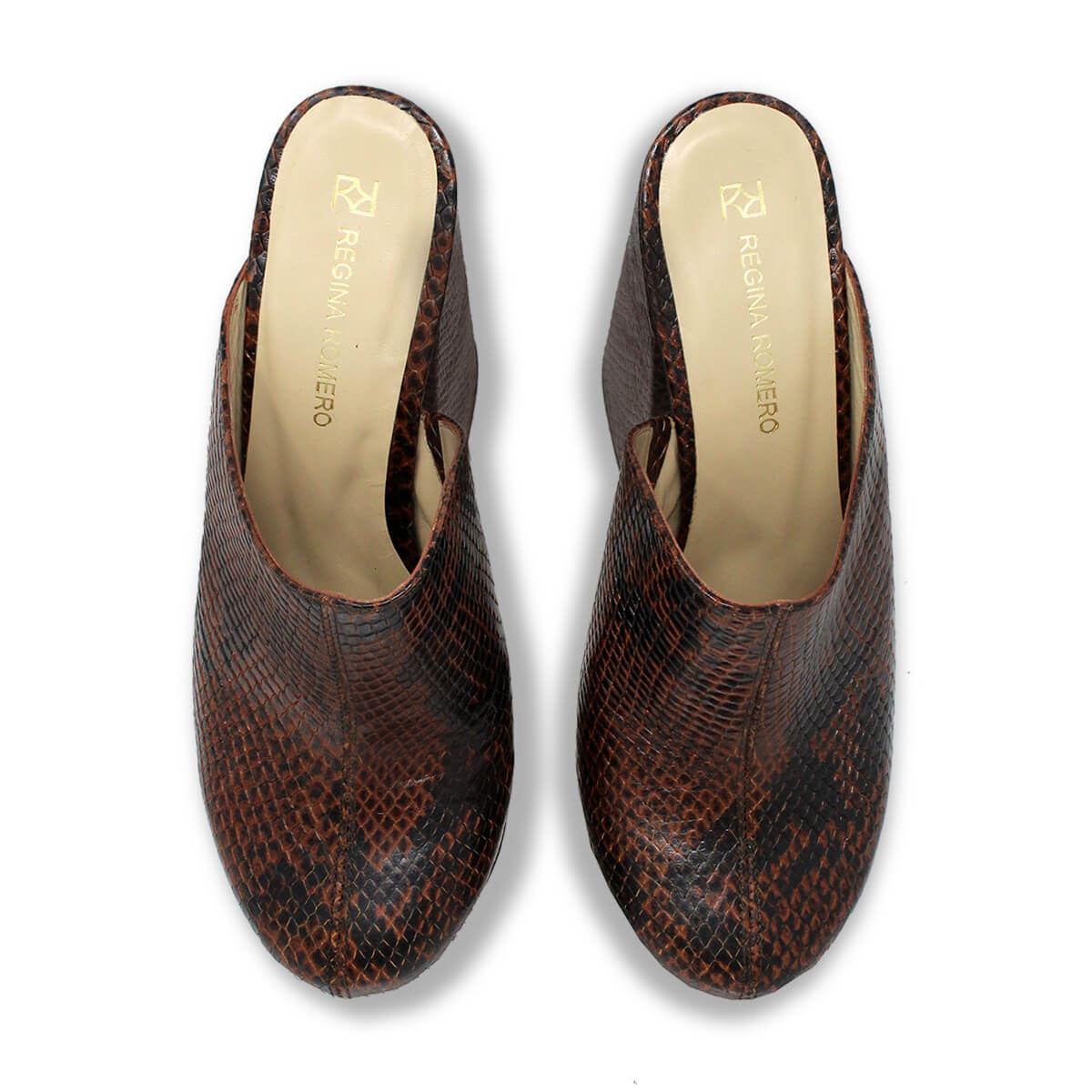 SUZETTE 135 - Cafe Oscuro Regina Romero Zapato Plataforma Tacon Alto Para Dama en Piel