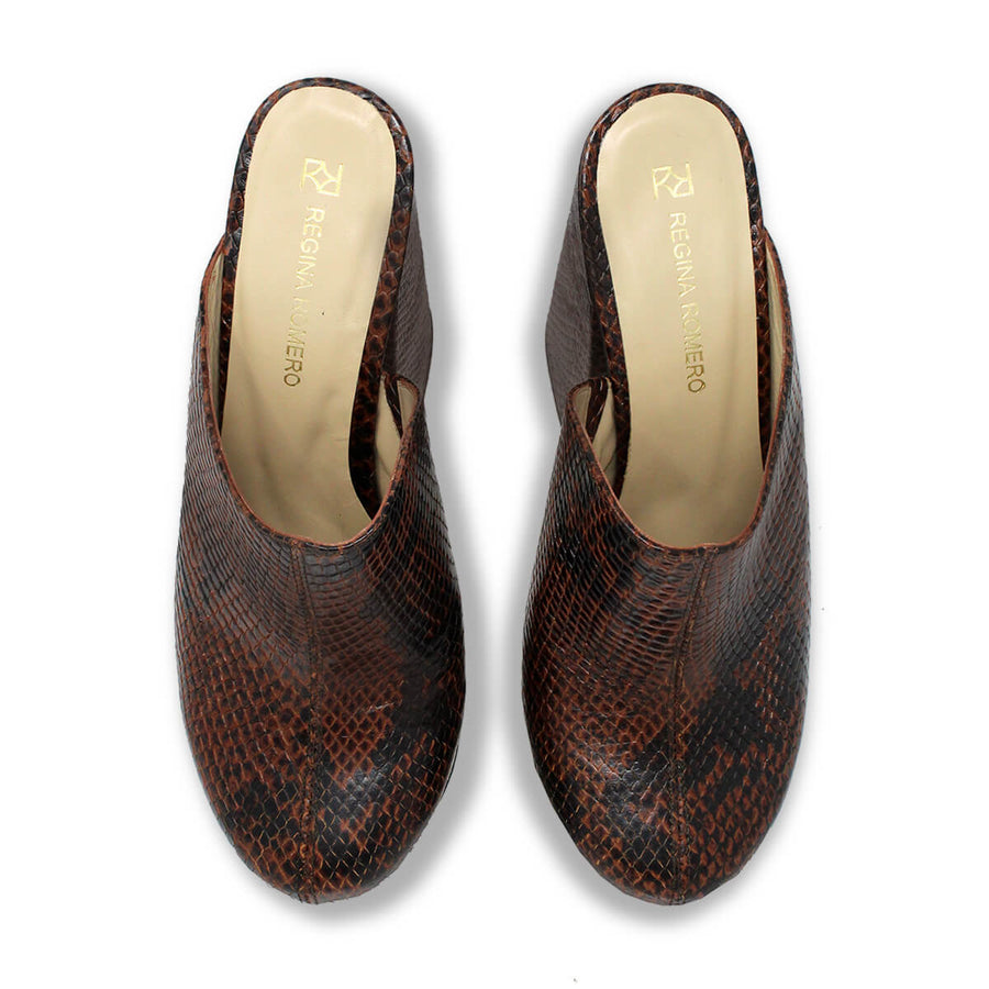 SUZETTE 135 - Cafe Oscuro Regina Romero Zapato Plataforma Tacon Alto Para Dama en Piel