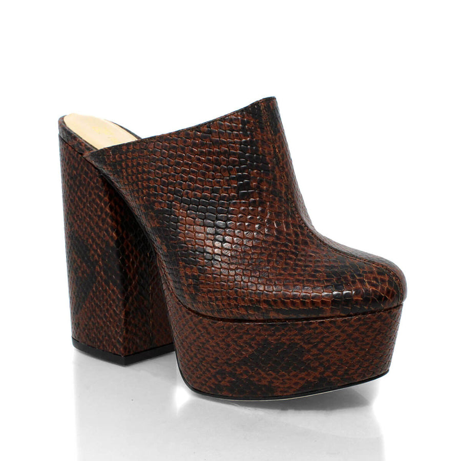 SUZETTE 135 - Cafe Oscuro Regina Romero Zapato Plataforma Tacon Alto Para Dama en Piel