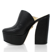 1990 - Black Regina Romero High Heel Platform Shoe for Lady in Leather