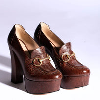 1990 - Cafe Regina Romero High Heel Platform Shoe for Women in Leather