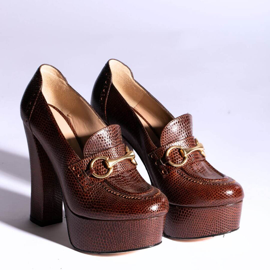 1990 - Cafe Regina Romero High Heel Platform Shoe for Women in Leather