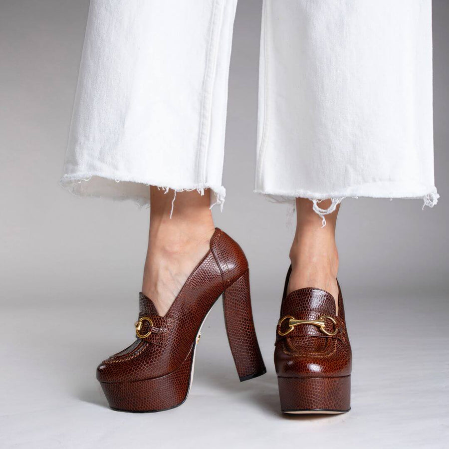 1990 - Cafe Regina Romero High Heel Platform Shoe for Women in Leather
