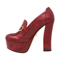 1990 - Red Regina Romero High Heel Platform Shoe for Women in Leather