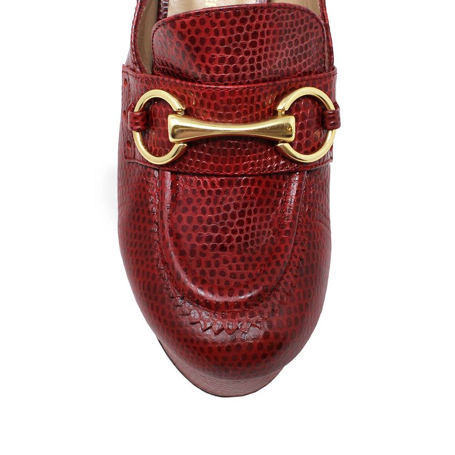 1990 - Red Regina Romero High Heel Platform Shoe for Women in Leather