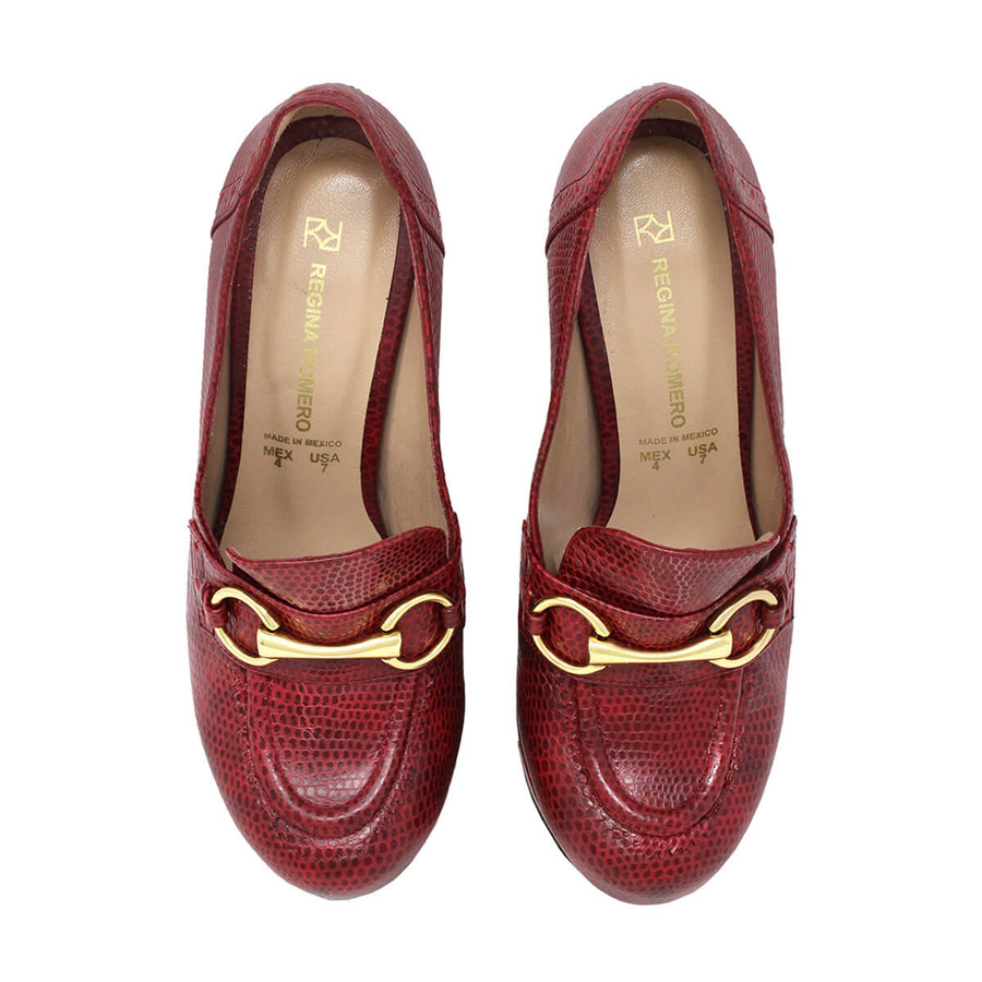 1990 - Red Regina Romero High Heel Platform Shoe for Women in Leather