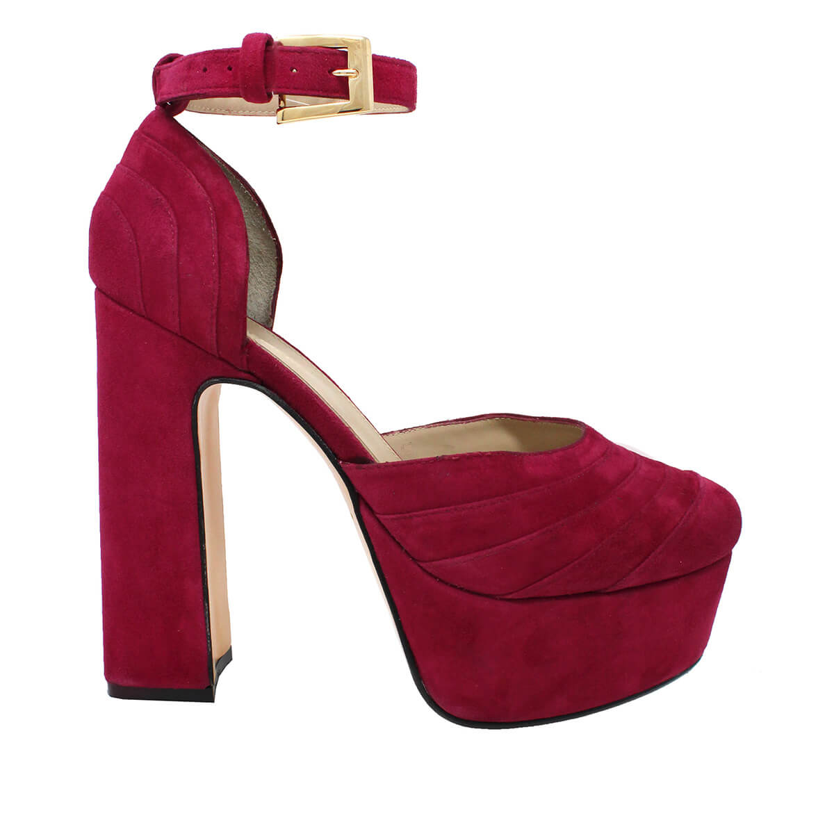 JODIE 135 - Suede Lipstick Pink Regina Romero High Heel Platform Sandal Shoe for Women in Leather