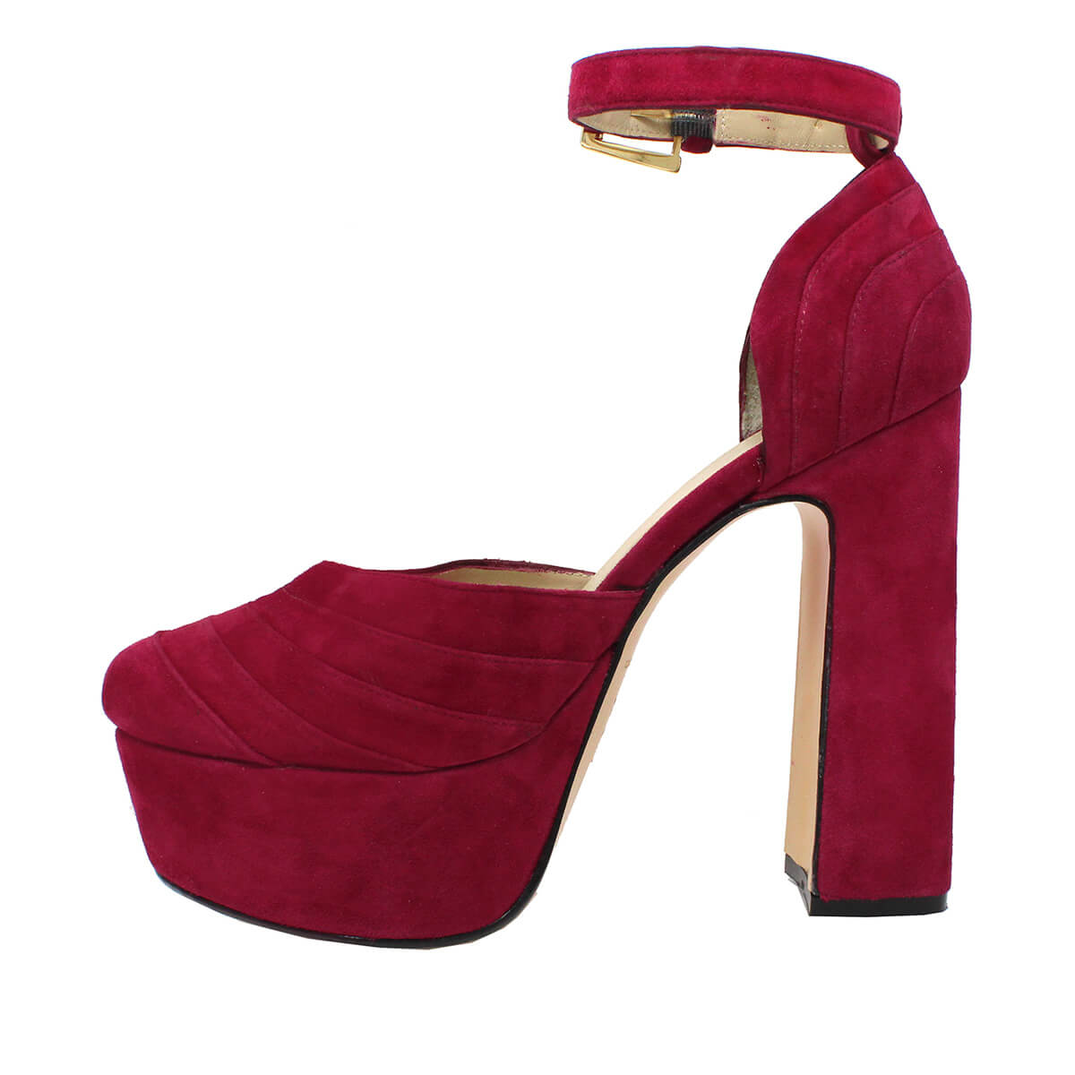 JODIE 135 - Suede Lipstick Pink Regina Romero High Heel Platform Sandal Shoe for Women in Leather