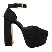 JODIE 135 - Ante Negro Regina Romero Zapato Sandalia Plataforma Tacon Alto Para Dama en Piel