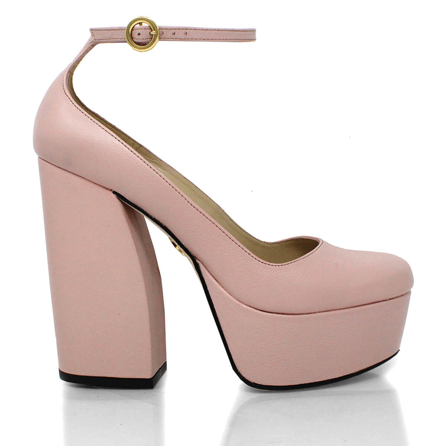 ALE 150 - Fuchsia Regina Romero High Heel Platform Shoe for Lady in Leather