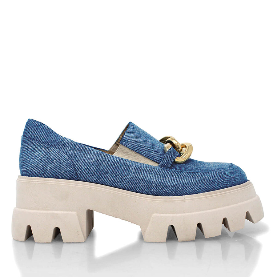 RAQUEL 65 - Denim Regina Romero Zapato Mocasin de Piso Para Dama
