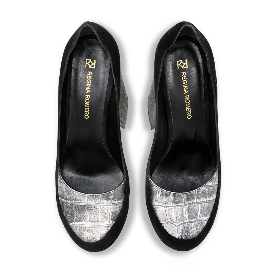 ROSE 150 - Plata Regina Romero Zapato Plataforma Tacon Alto Para Dama en Piel