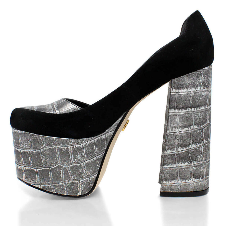 ROSE 150 - Plata Regina Romero Zapato Plataforma Tacon Alto Para Dama en Piel