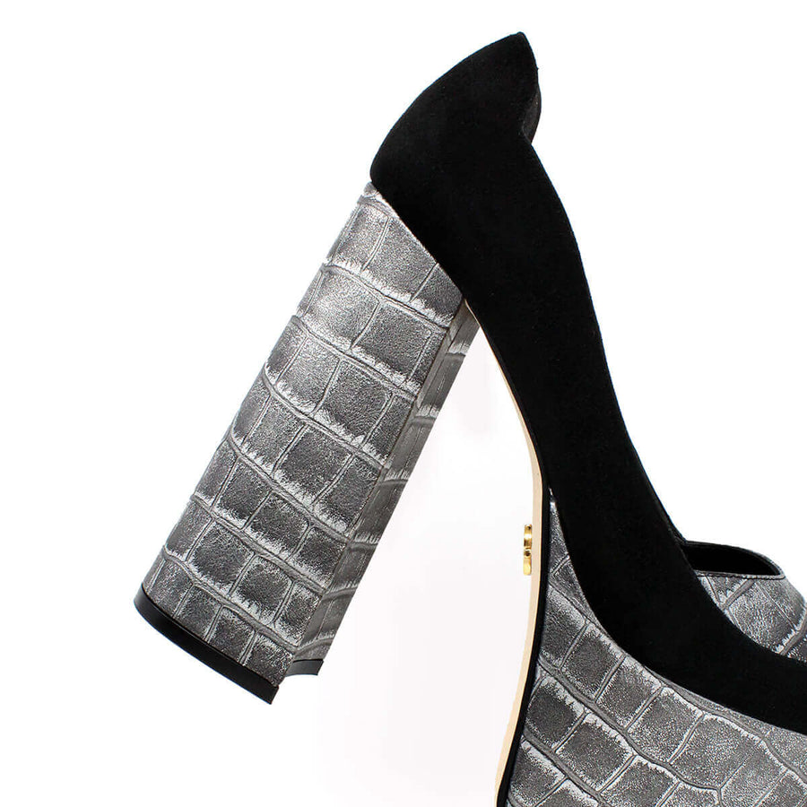 ROSE 150 - Plata Regina Romero Zapato Plataforma Tacon Alto Para Dama en Piel