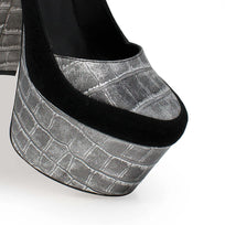 ROSE 150 - Plata Regina Romero Zapato Plataforma Tacon Alto Para Dama en Piel