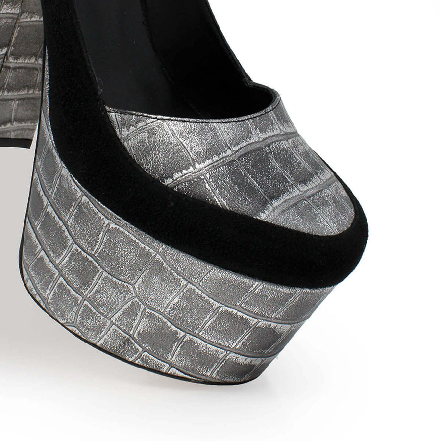 ROSE 150 - Plata Regina Romero Zapato Plataforma Tacon Alto Para Dama en Piel