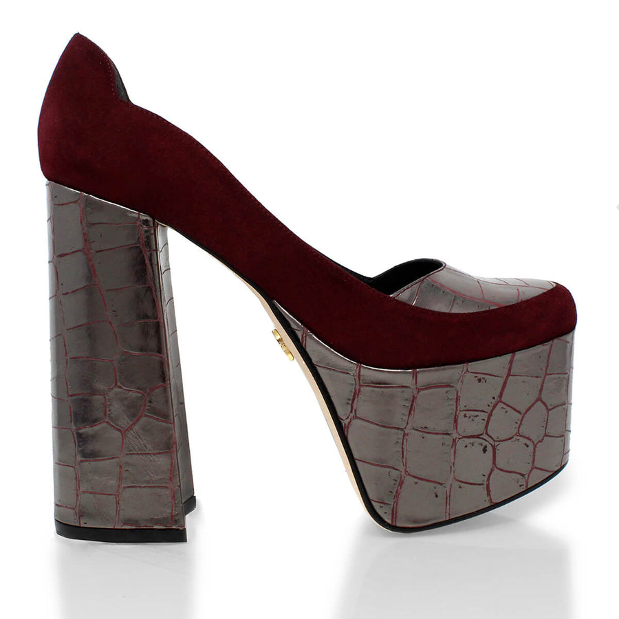 MON 150 - Latte Regina Romero High Heel Platform Shoe for Lady in Leather