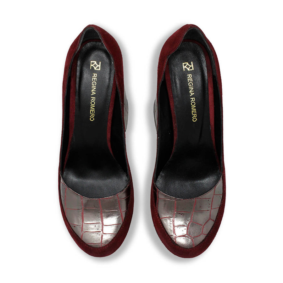 MON 150 - Latte Regina Romero High Heel Platform Shoe for Lady in Leather