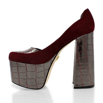 MON 150 - Latte Regina Romero High Heel Platform Shoe for Lady in Leather