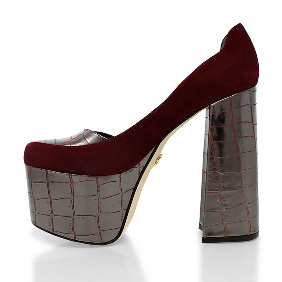 MON 150 - Latte Regina Romero High Heel Platform Shoe for Lady in Leather