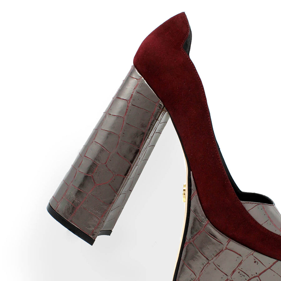MON 150 - Latte Regina Romero High Heel Platform Shoe for Lady in Leather