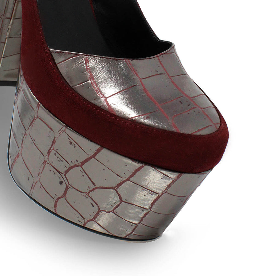 MON 150 - Latte Regina Romero High Heel Platform Shoe for Lady in Leather
