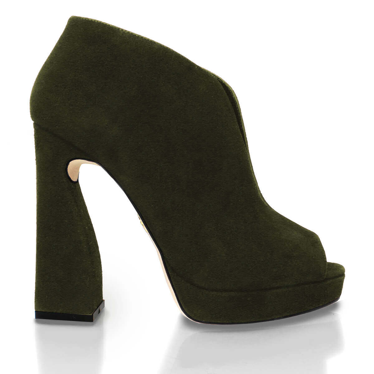 ZAIS 125 - Green Suede Regina Romero High Heel Platform Sandal Shoe for Women in Leather