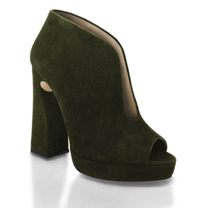 ZAIS 125 - Green Suede Regina Romero High Heel Platform Sandal Shoe for Women in Leather