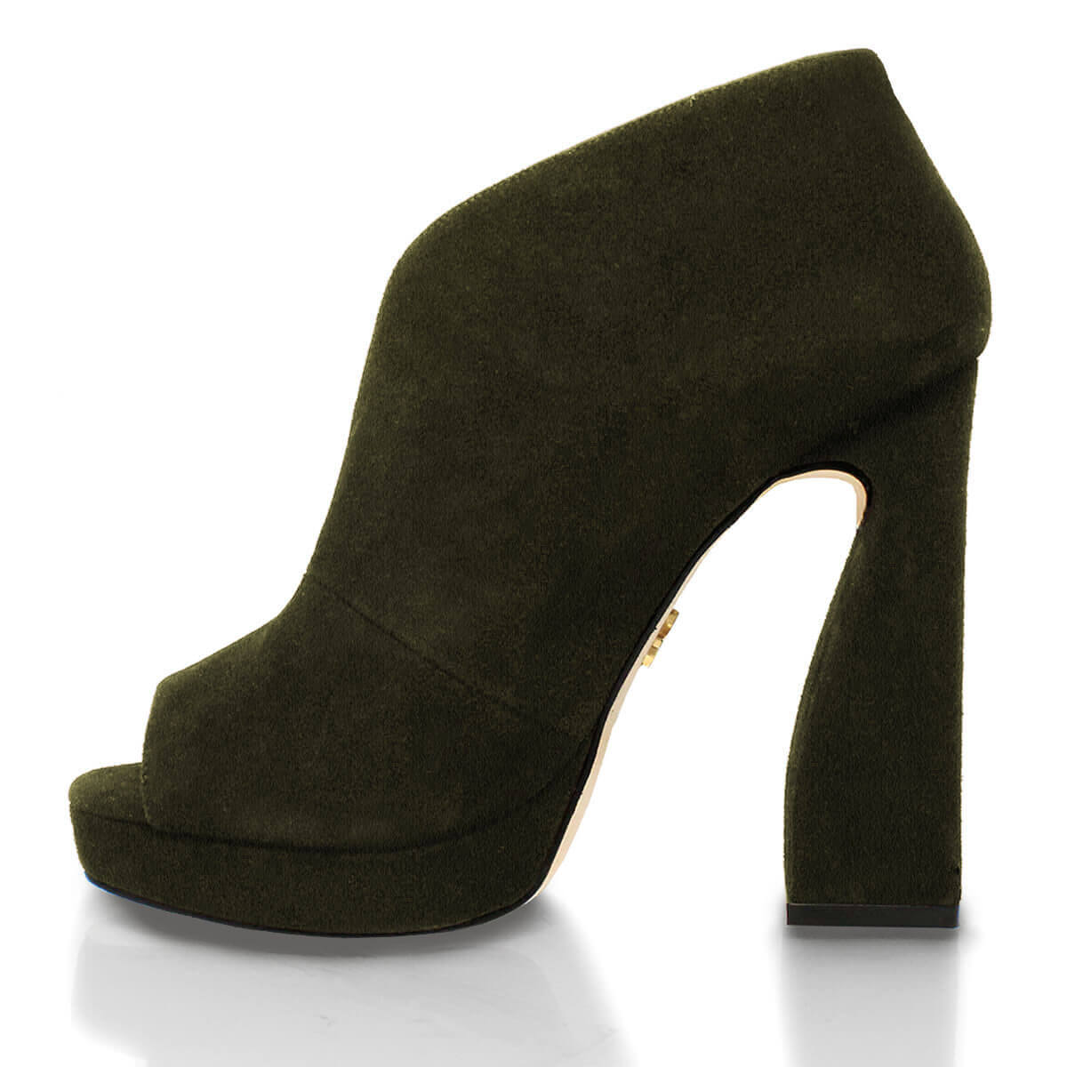 ZAIS 125 - Green Suede Regina Romero High Heel Platform Sandal Shoe for Women in Leather