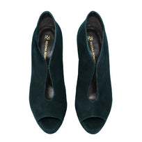 ZAIS 125 - Ante Azul Verde Regina Romero Zapato Sandalia Plataforma Tacon Alto Para Dama en Piel